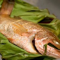 Baked Ginger Soy Fish Wrapped in Banana Leaf