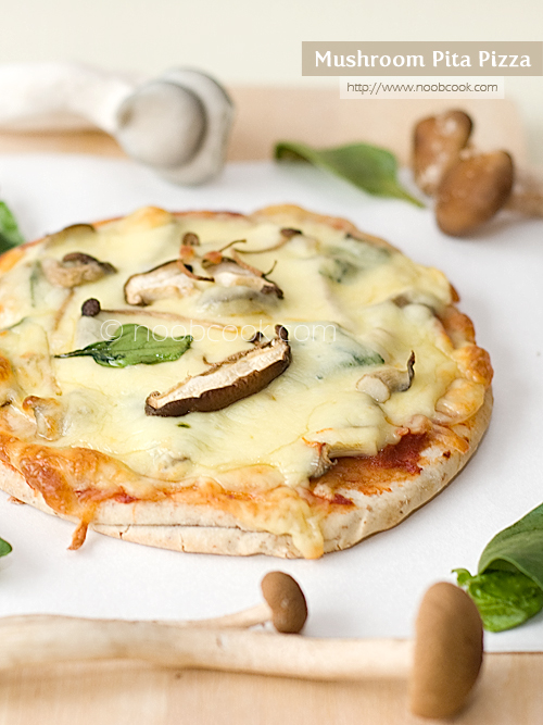 Mushroom Pita Pizza