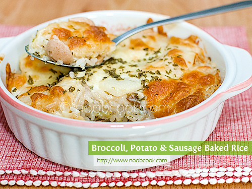 Broccoli, Potato & Sausage Baked Rice