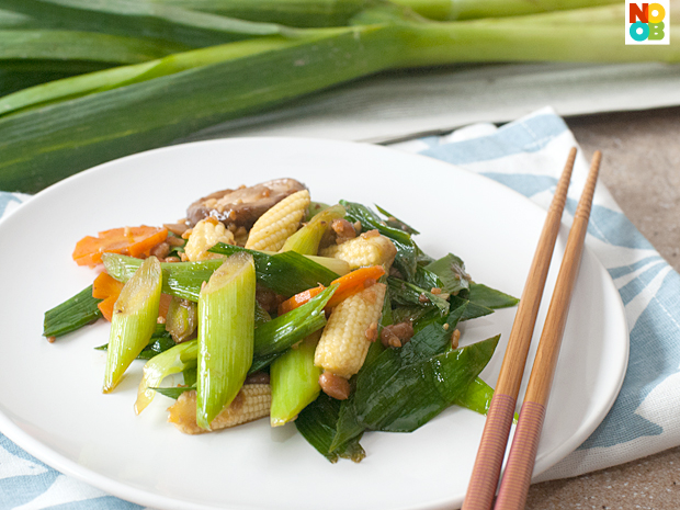 Stirfried Leeks with Vegetables Recipe