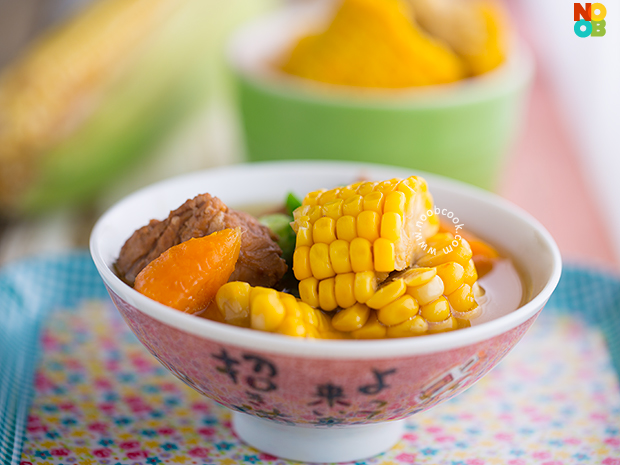 Sweet Corn Carrot Pork Bone Soup - Oh My Food Recipes