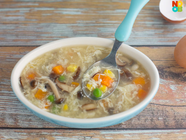 Mushroom Veggies Egg Drop Soup Recipe