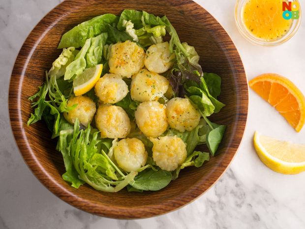 Orange Parmesan Scallops Salad Recipe