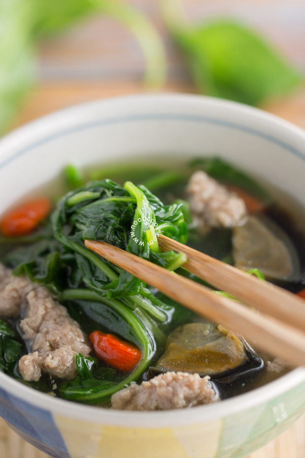 Chinese Spinach, Pork & Century Egg Soup Recipe