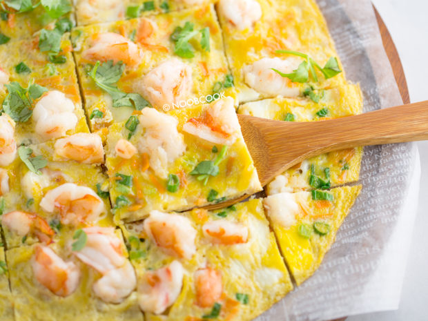 Open-Faced Prawn Omelette Recipe