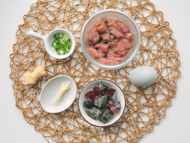 Pork & Century Egg Millet Porridge Ingredients