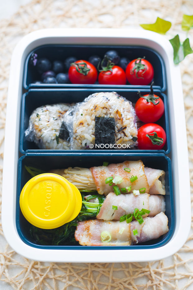 Bacon Wraps Onigiri Lunch Box Recipe