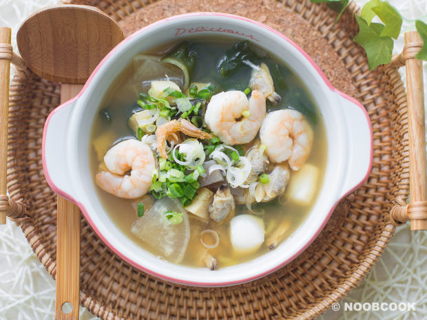 15-min Seafood Miso Soup Recipe