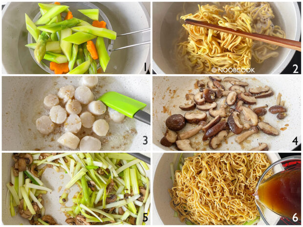 Scallops & Asparagus Ee-Fu Noodles Recipe