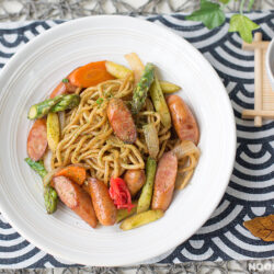 Asparagus & Sausage Yakisoba Recipe